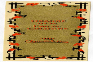 Eine orangefarbene Eau de Cologne-Zigarettenkarte mit weißem Hintergrund und beschreibendem Text.