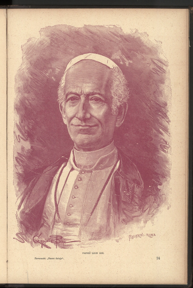 Porträt von Papst Johannes Paul II. in weißer Soutane und zucchetto, der vor einem weißen Hintergrund steht und einen friedlichen Gesichtsausdruck hat.