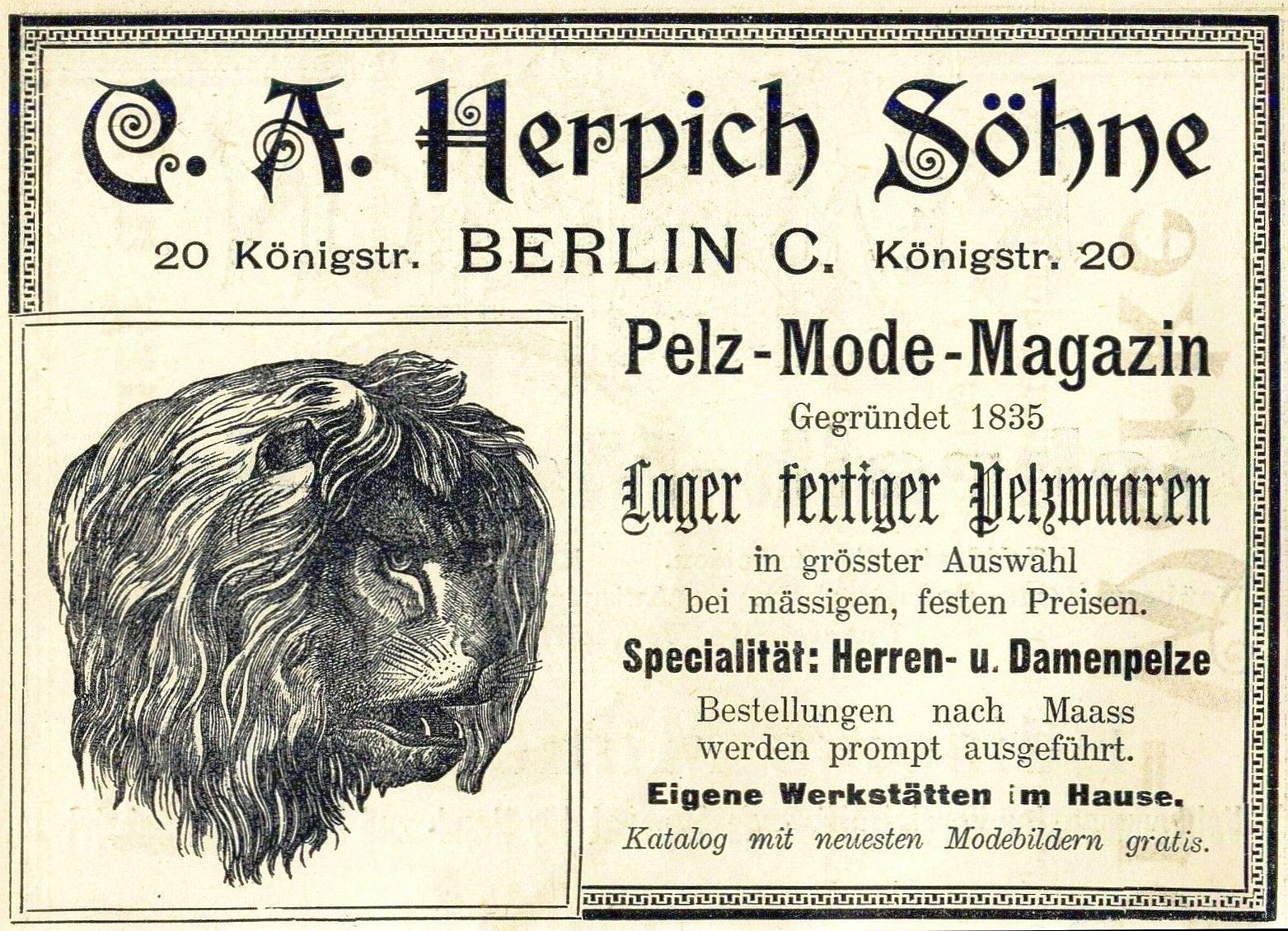 Alte Werbeplakat mit einem Löwenkopf mit grimmiger Miene und wallender Mähne, mittig mit dem Text 'Löwe'.