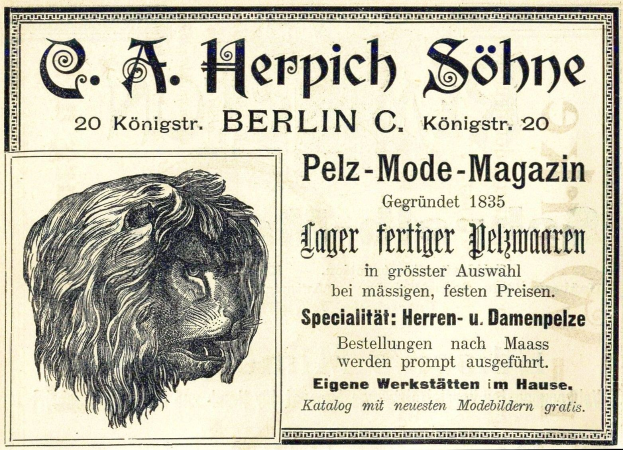 Alte Werbeplakat mit einem Löwenkopf mit grimmiger Miene und wallender Mähne, mittig mit dem Text 'Löwe'.