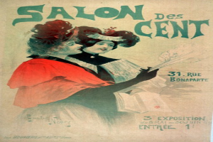 Plakat, das eine Schönheitsfarm mit zwei illustrierten Frauenköpfen und Textbeschreibungen anpreist.