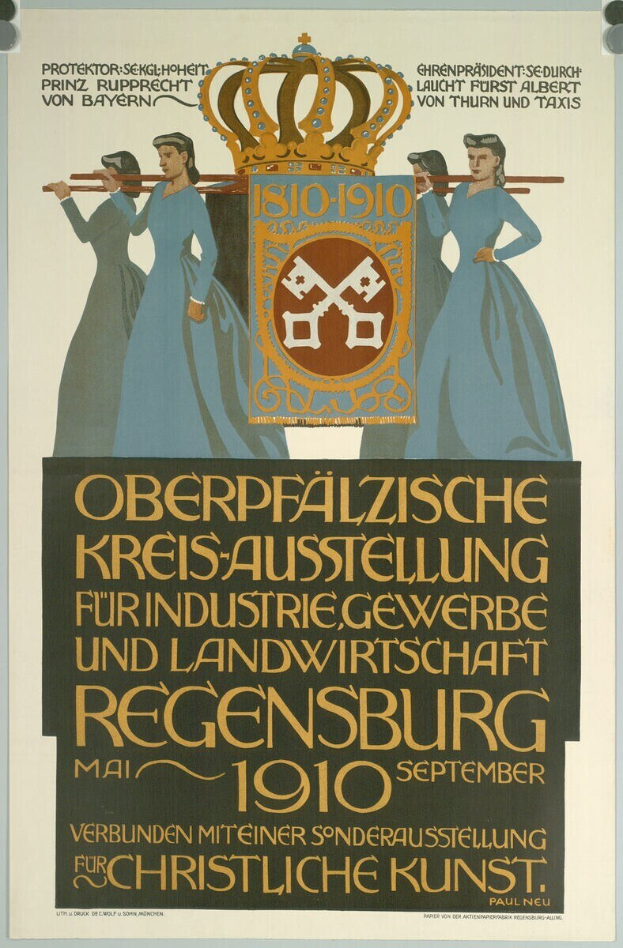 Plakat aus dem Jahr 1910, das eine Gruppe von Menschen und eine Krone zeigt, mit Text zur Deutschen Revolution.
