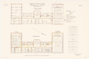 Ein detaillierter Grundrissplan des Reichstagsgebäudes in Berlin, der zahlreiche Räume und umfassende Layout-Informationen zeigt.