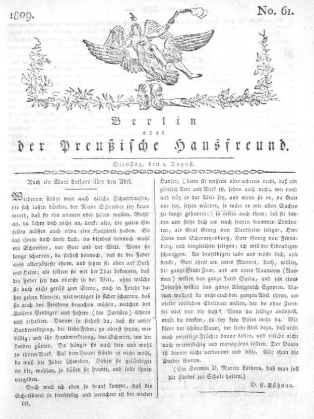 Titelblatt der ersten Auflage der deutschen Verfassung mit einer Adlerillustration und Text, sowie einer Figur, die die deutsche Regierung darstellt.