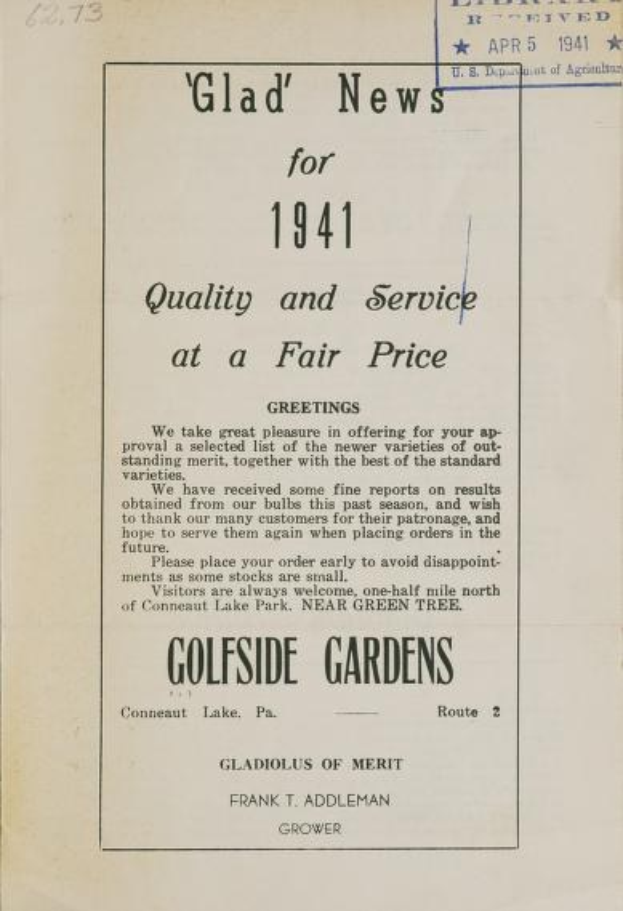 Schwarz-weißer Zeitungsausschnitt aus dem Jahr 1941 mit der Überschrift "Glad News for 1941 Quality and Service at a Fair Price."