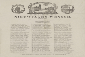 Alte Zeitung mit einem vintage-Stadtfoto neben Text und Bildern, die einen historischen Einblick in die Stadt bieten.